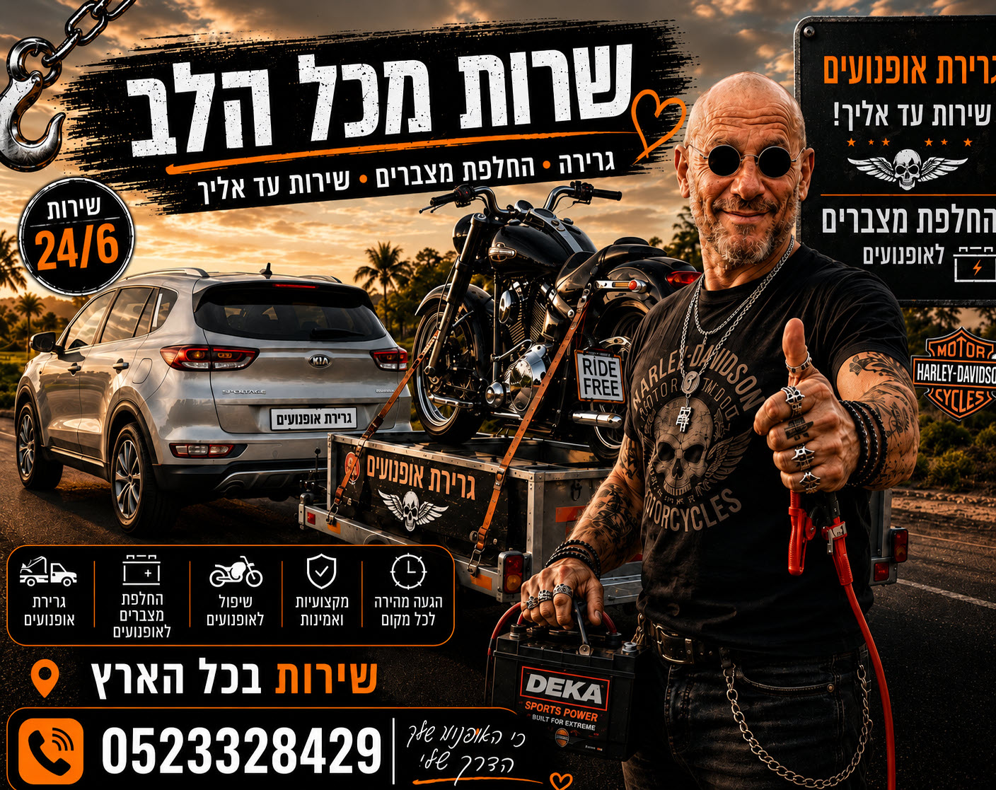 גרירת אופנוע - גילי שרותי גרירה